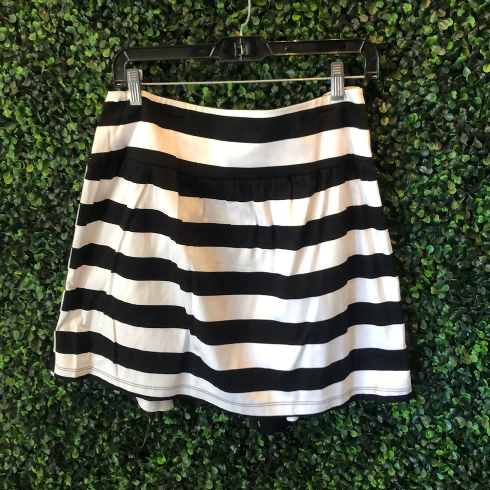 Black and white striped mini skirt